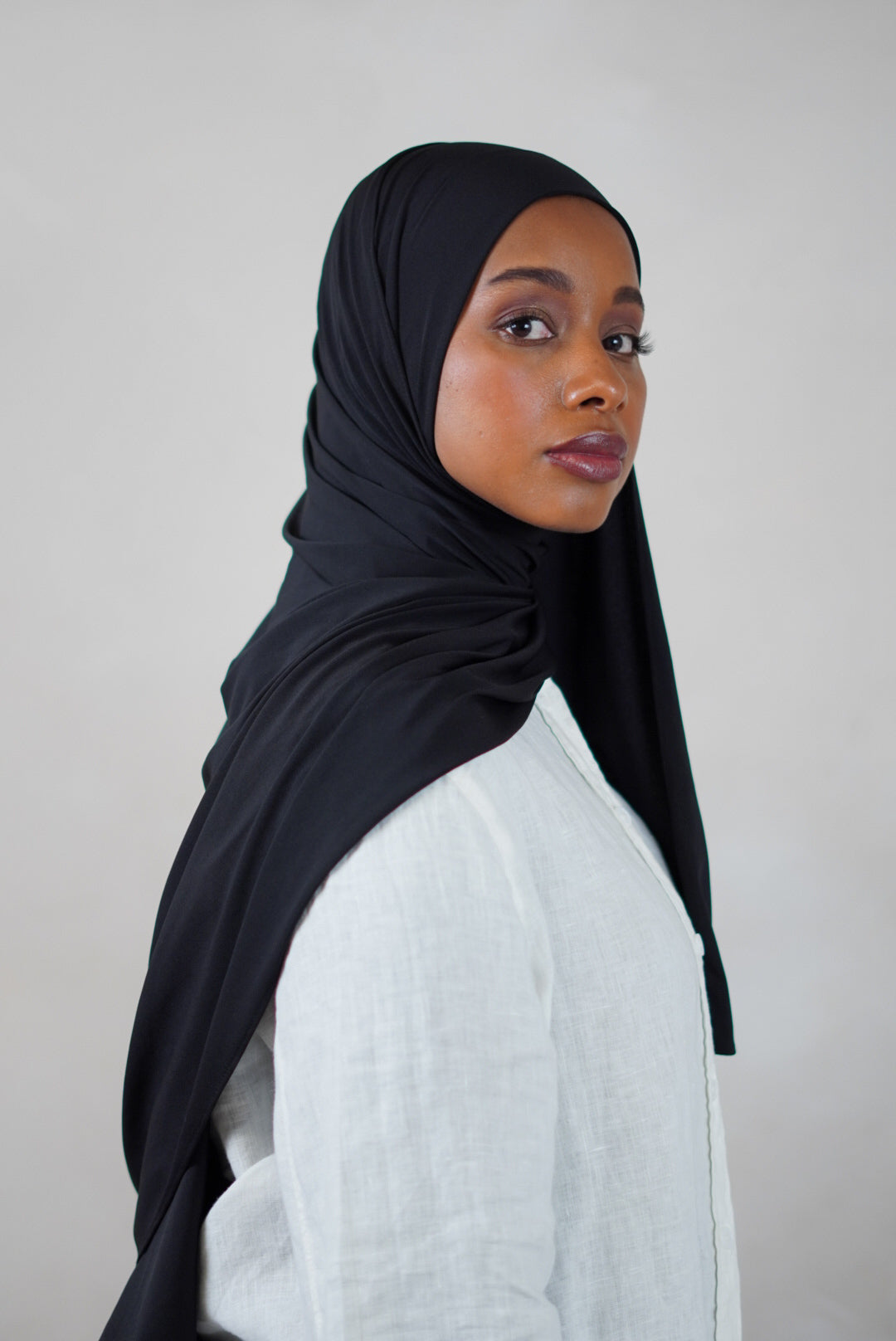Premium Jersey Hijab - Obsidian Black
