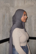Bamboo Jersey Hijab – Charcoal Grey